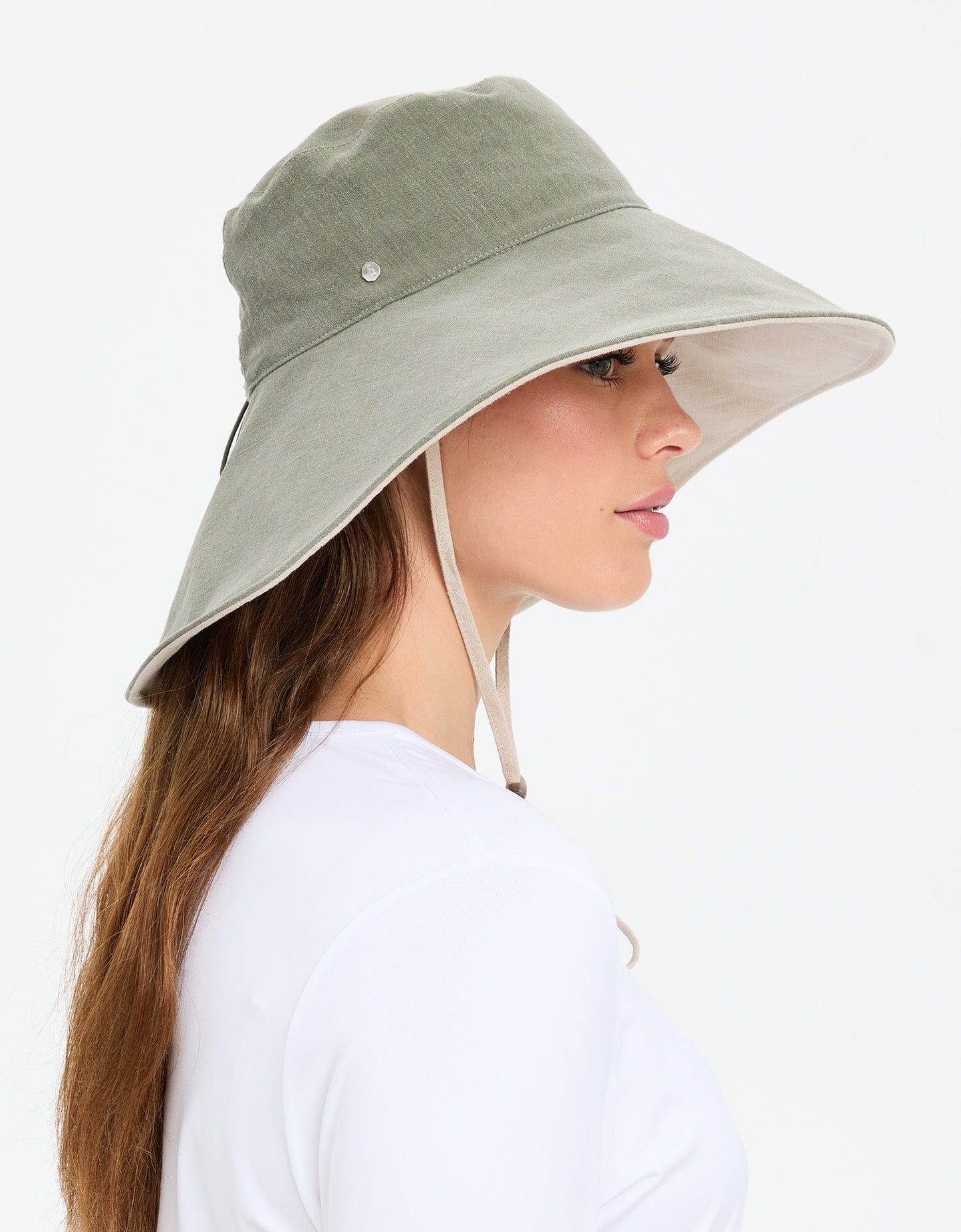 Ultra Wide Cotton UPF 50+ Linen Hat Adult- Sage/Beige