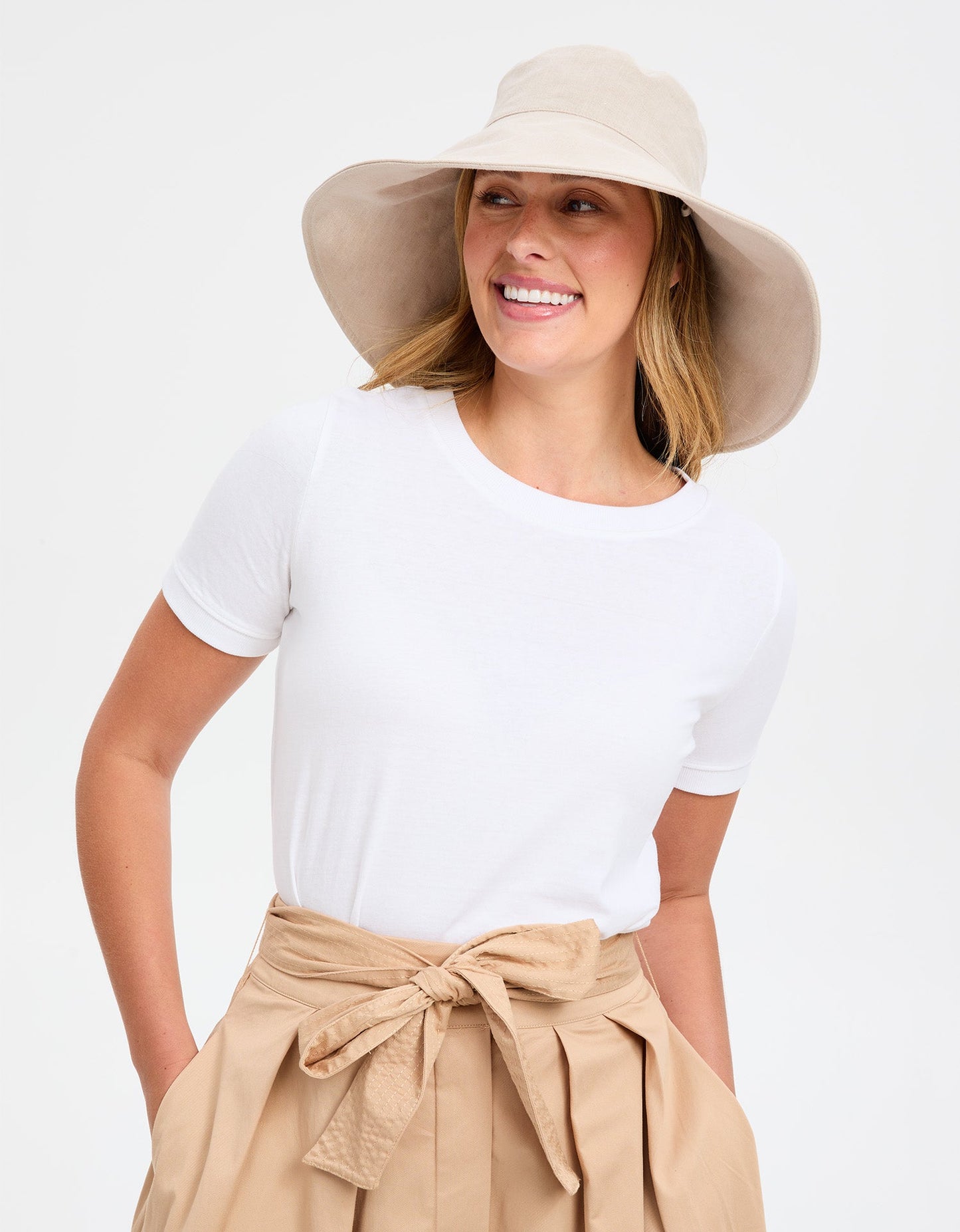 Ultra Wide Cotton UPF 50+ Linen Hat Adult- Light Natural