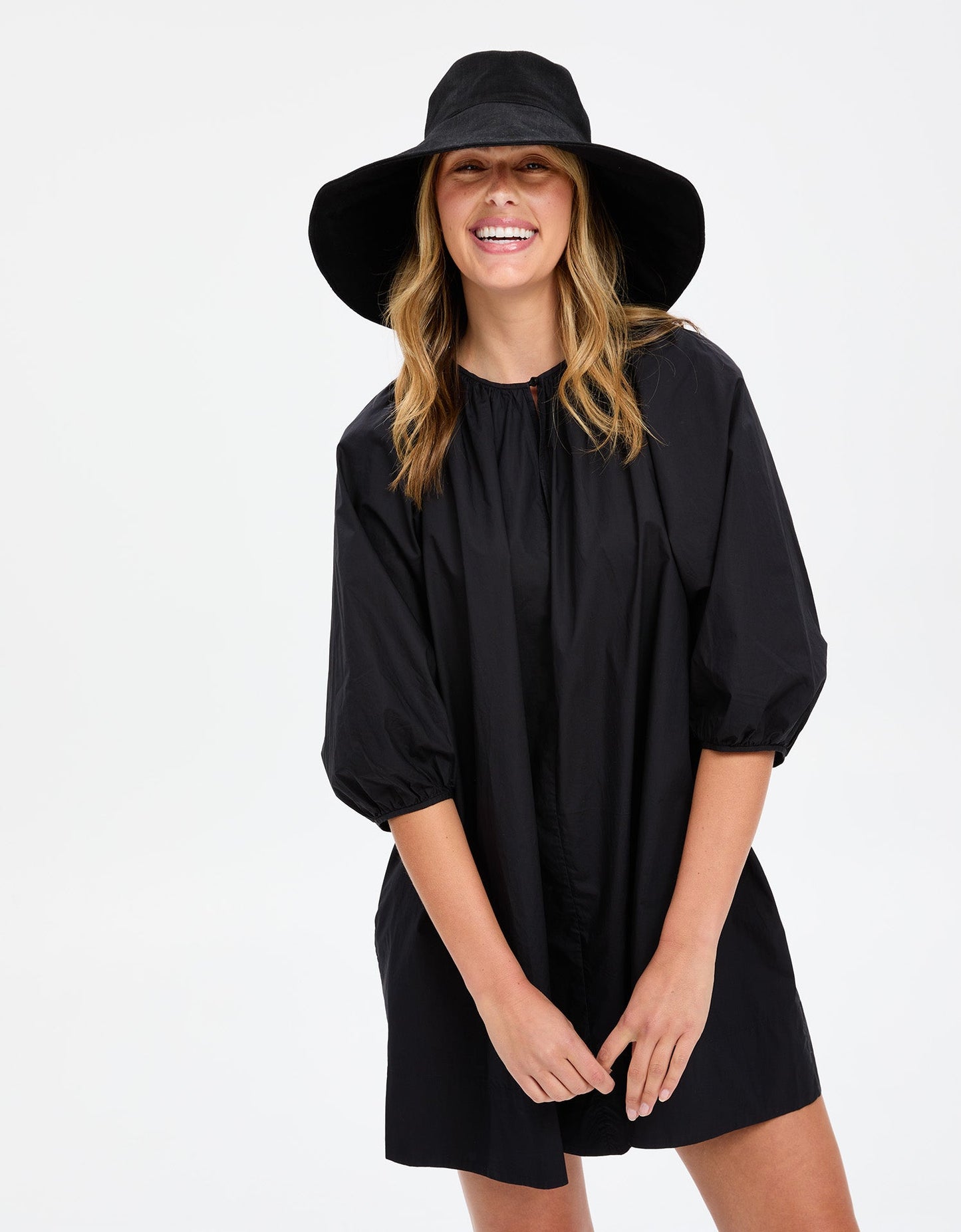 Ultra Wide Cotton UPF 50+ Linen Hat Adult - Black