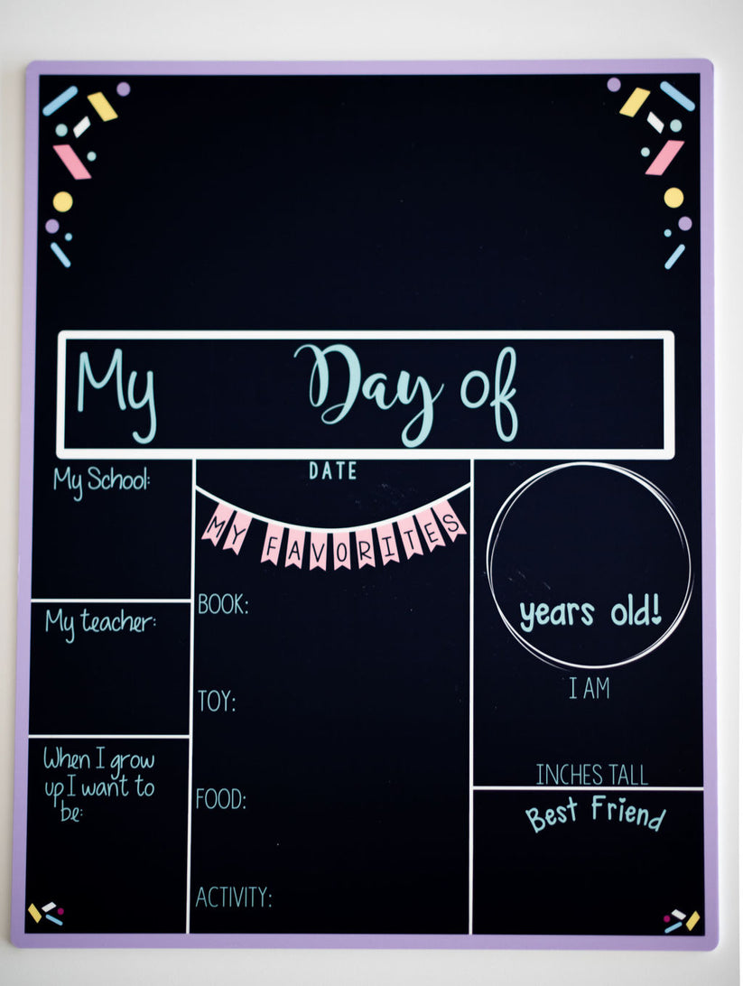 Back to School Erasable Board - Purple Confetti