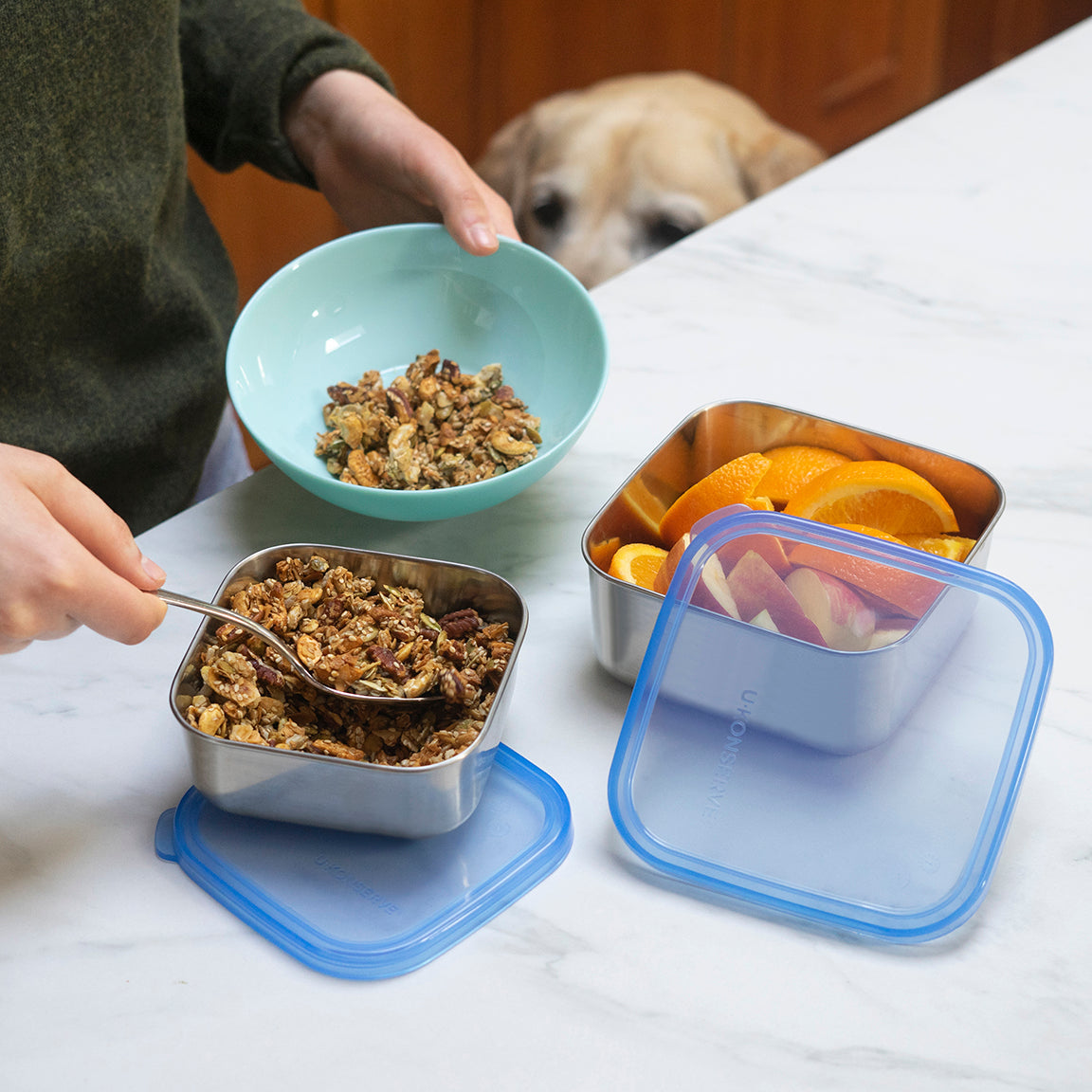 Square To-Go Container Large (50oz) - Cosmic Blue