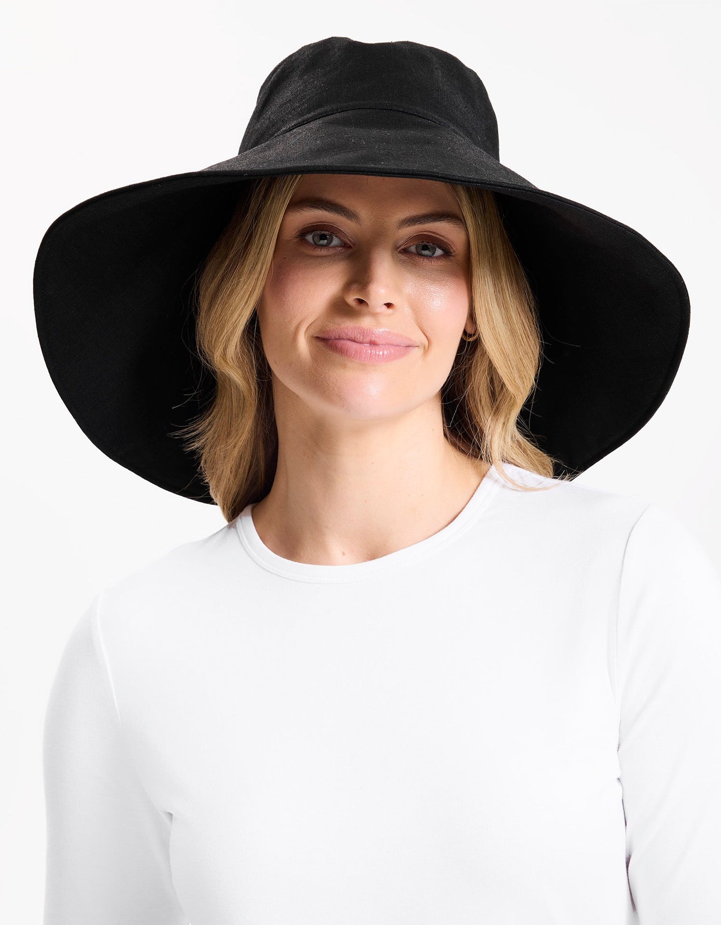 Ultra Wide Cotton UPF 50+ Linen Hat Adult - Black