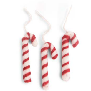 Candy Canes - Christmas Ornaments (Set of 3)