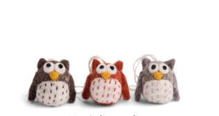 Mini Owls - Christmas Ornaments (Set of 3) - Natural
