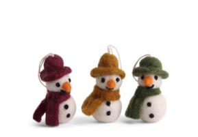 Snowman with Scarf Mini - Christmas Ornaments (Set of 3) - Colourful