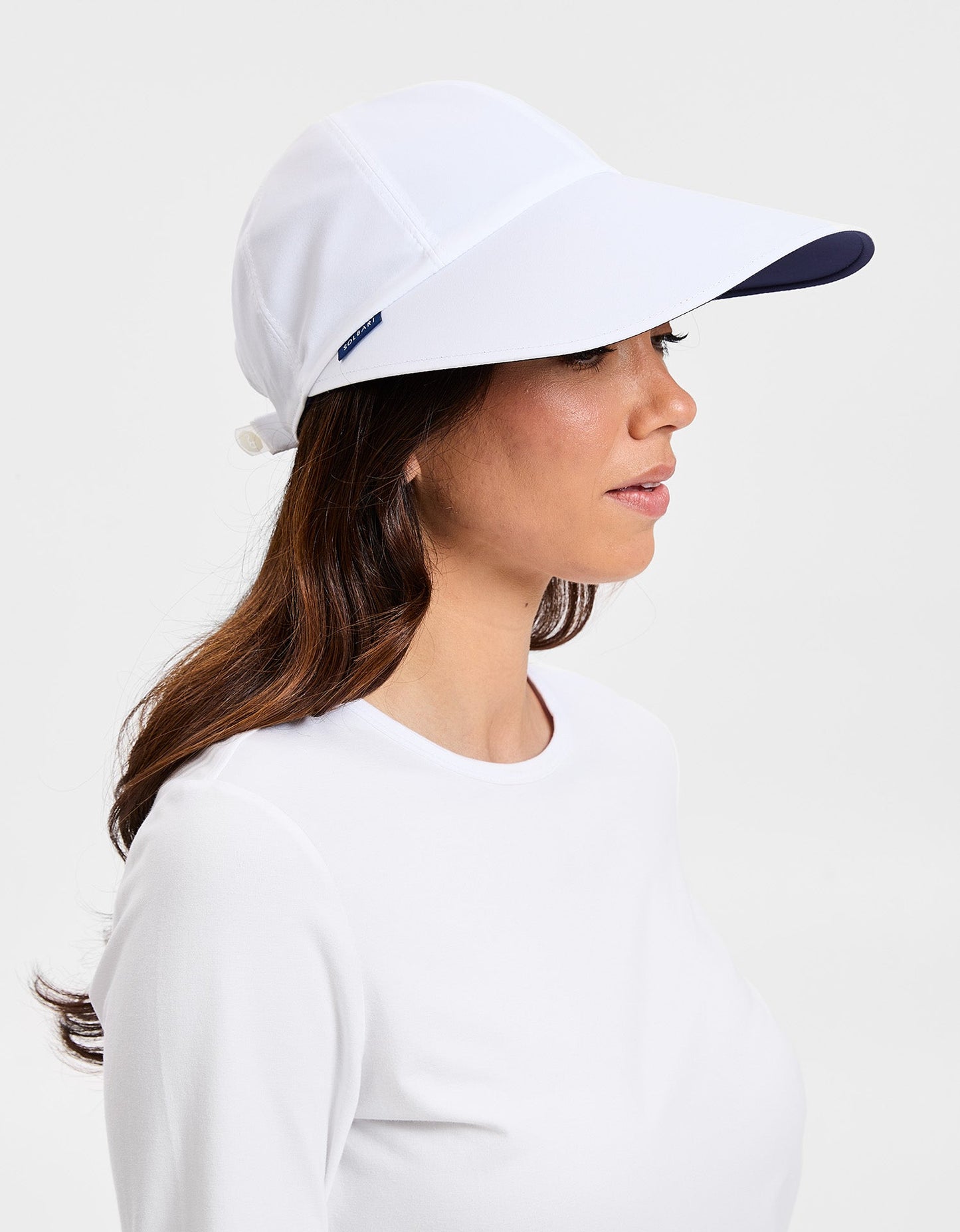 Reversible UPF 50+ Ultra Wide Brim Cap Adult - White/Navy