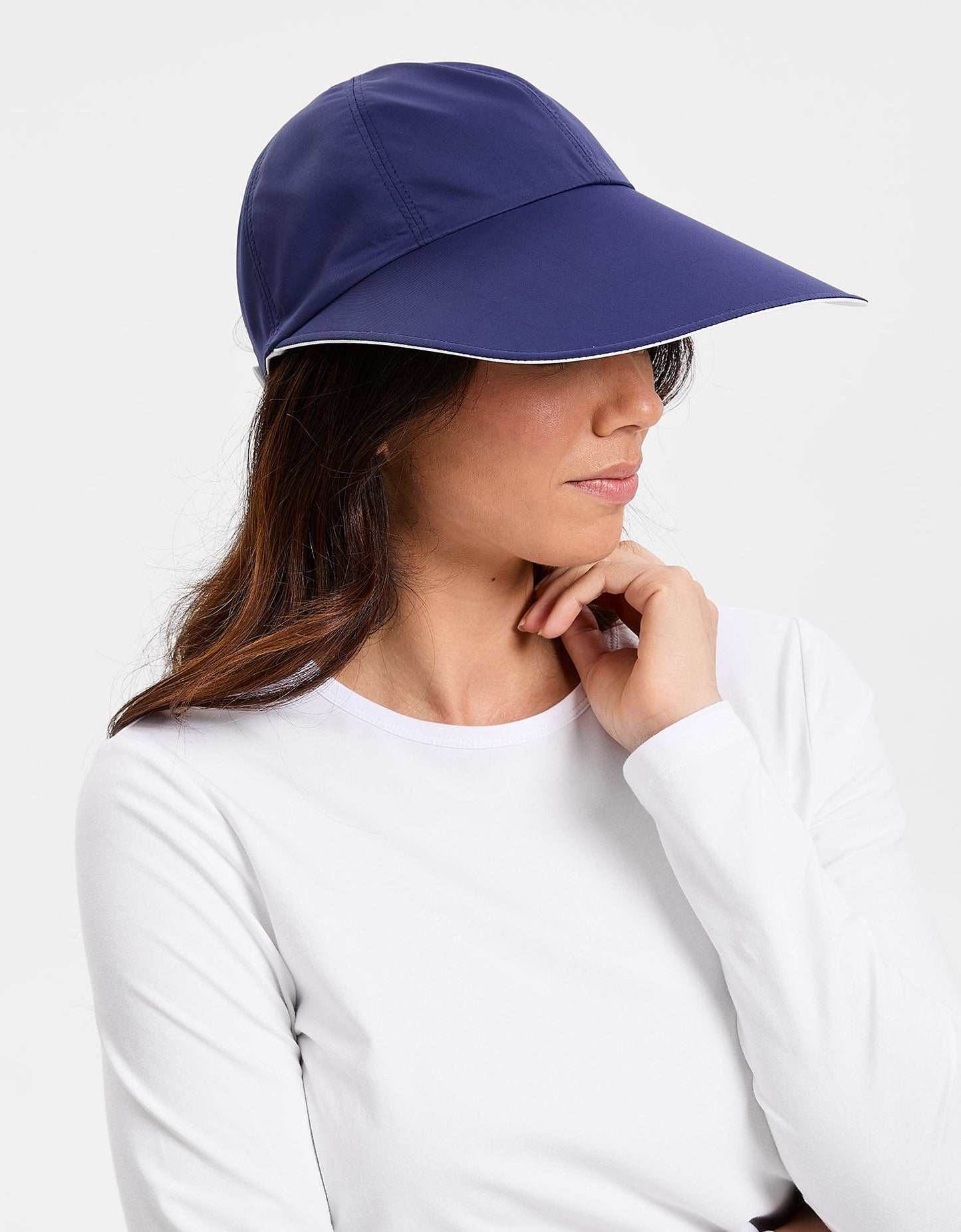 Reversible UPF 50+ Ultra Wide Brim Cap Adult - White/Navy
