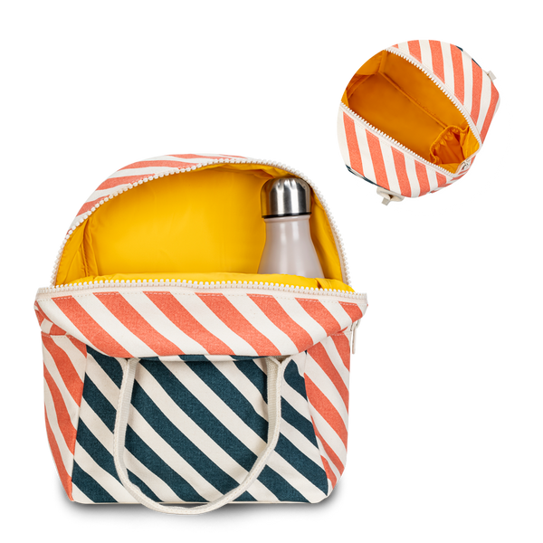 Zipper Lunch - Teal Stripe Apricot
