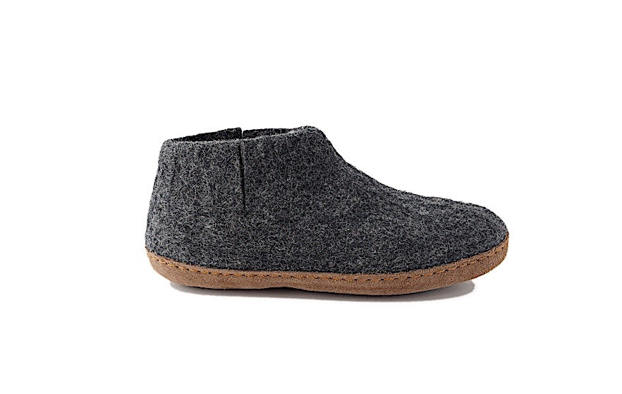 Carlyle Adult Wool Felt Slipper Boot - Heather Charcoal