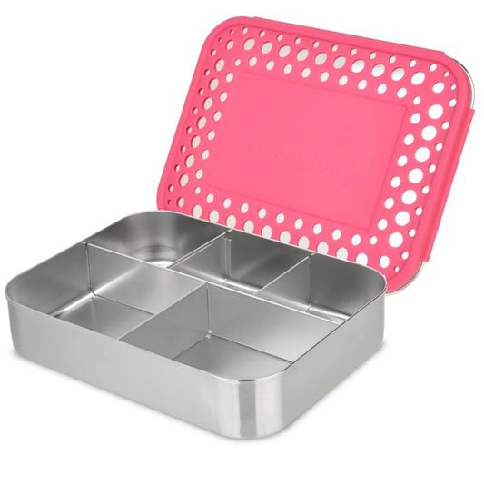 LunchBots Large Cinco 5 Compartment Bento Box - Pink