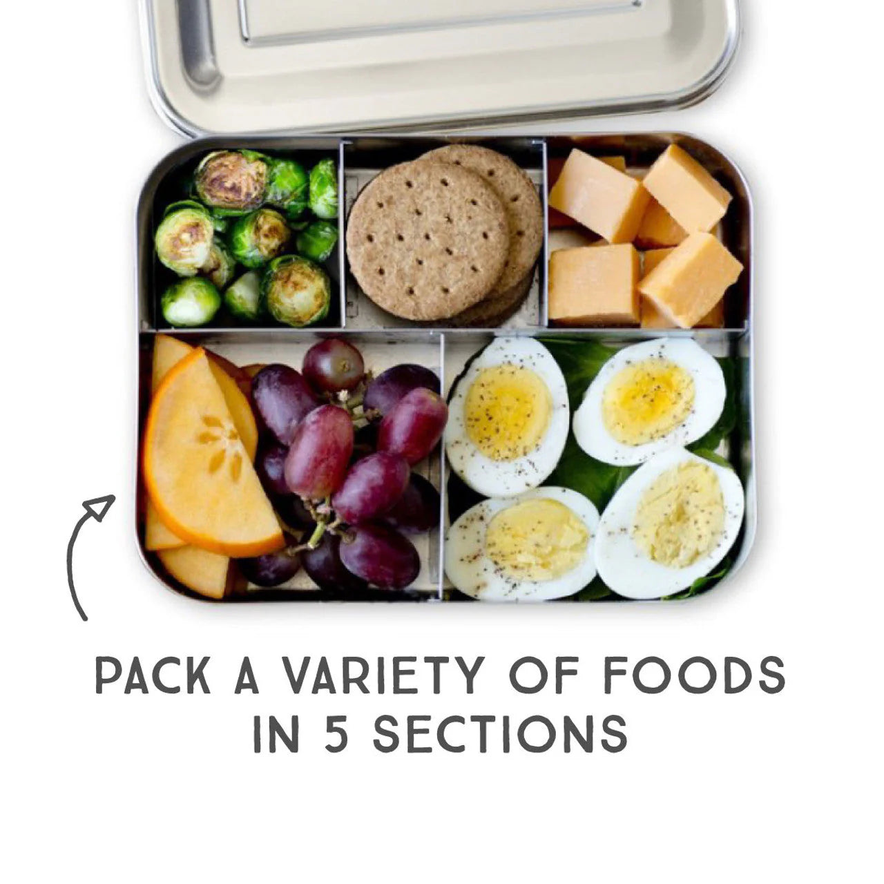 LunchBots Large Cinco 5 Compartment Bento Box - Blue