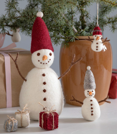 Small Snowman - Grey Hat (10.5cm)
