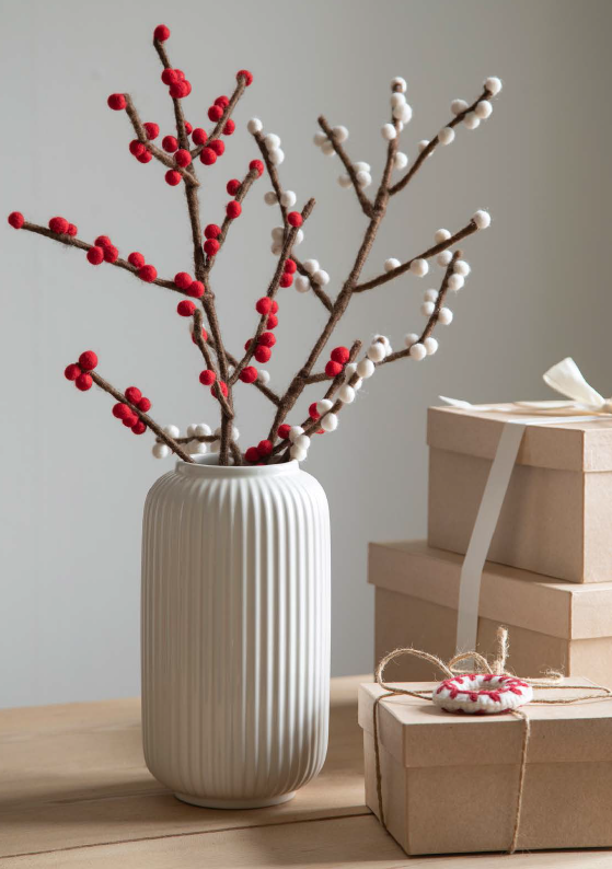 Large Felted Branches with White Berries