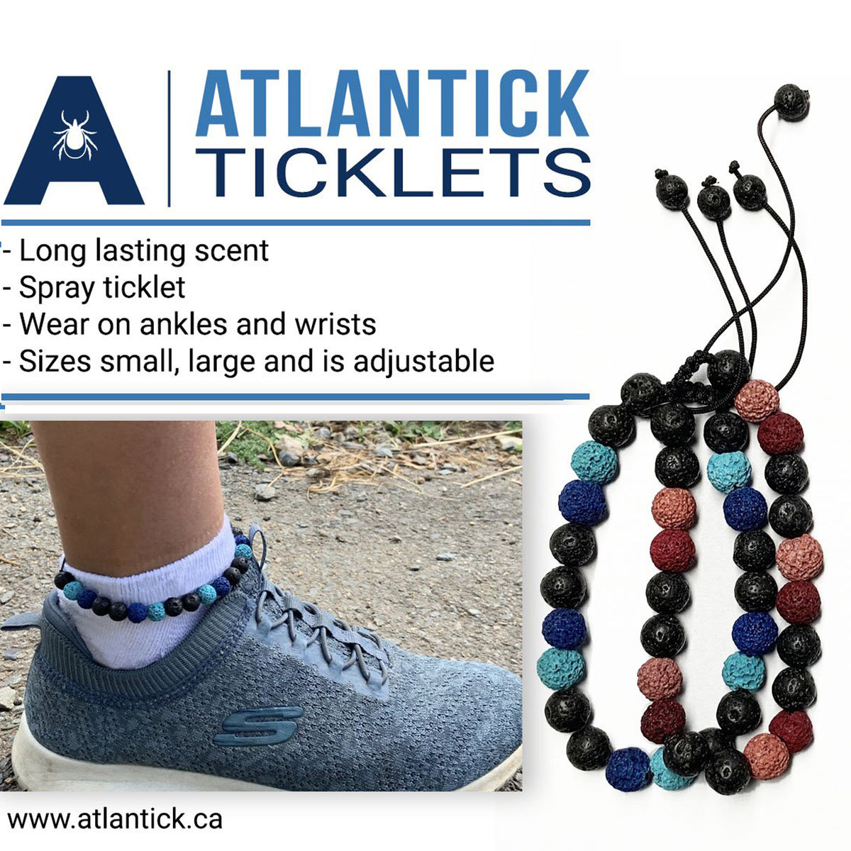 AtlanTick® Lava Bead Bracelet Ticklets - Small