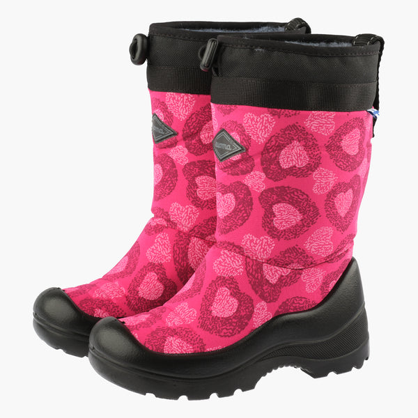 Lumilukko Kids' Winter Boots - Pink Hearts