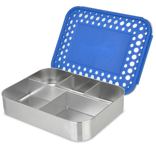 LunchBots Large Cinco 5 Compartment Bento Box - Blue