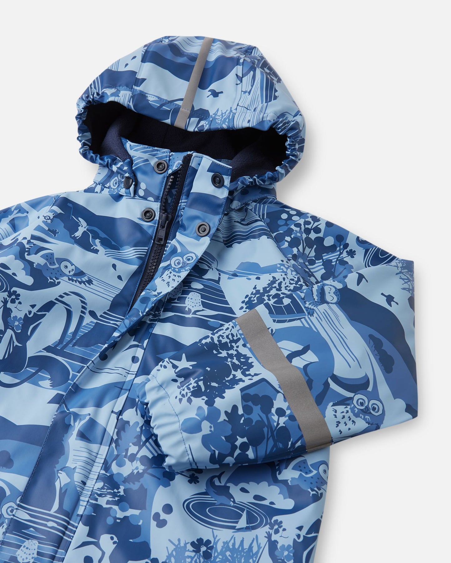 Koski - Fleece-Lined Rain Jacket - Denim Blue