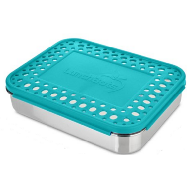 LunchBots Large Trio 3 Compartment Bento Box - Aqua