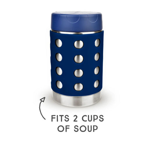 Lunchbots 16oz Tall Thermal Food Container - Navy Dots