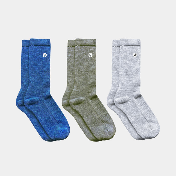 Merino Wool Cotton Midweight Adult Socks- Multi colour (3 pack)