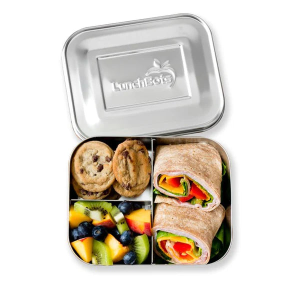 LunchBots Medium Trio 3 Bento Box - Stainless Steel