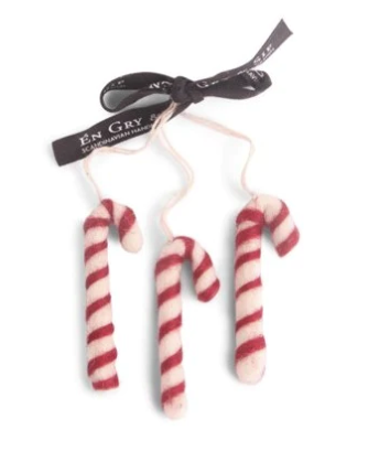 Candy Canes - Christmas Ornaments (Set of 3)
