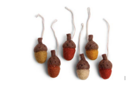 Acorns Christmas Ornaments (Set of 6) - Rusty Red