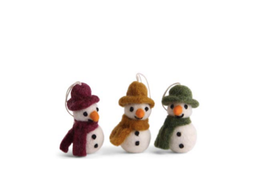 Snowman with Scarf Mini - Christmas Ornaments (Set of 3) - Colourful