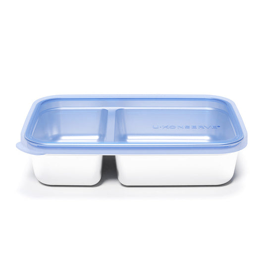 Divided Rectangle Food Container (28oz) - Blue