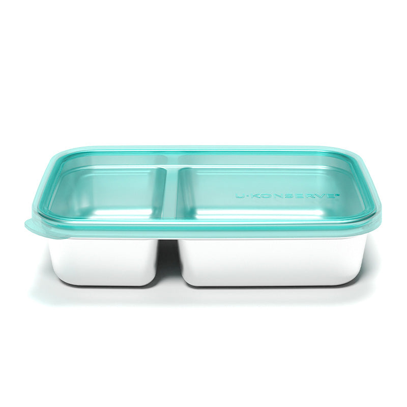 Divided Rectangle Food Container (28oz) - Teal