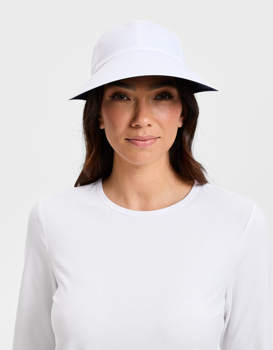 Reversible UPF 50+ Ultra Wide Brim Cap Adult - White/Navy