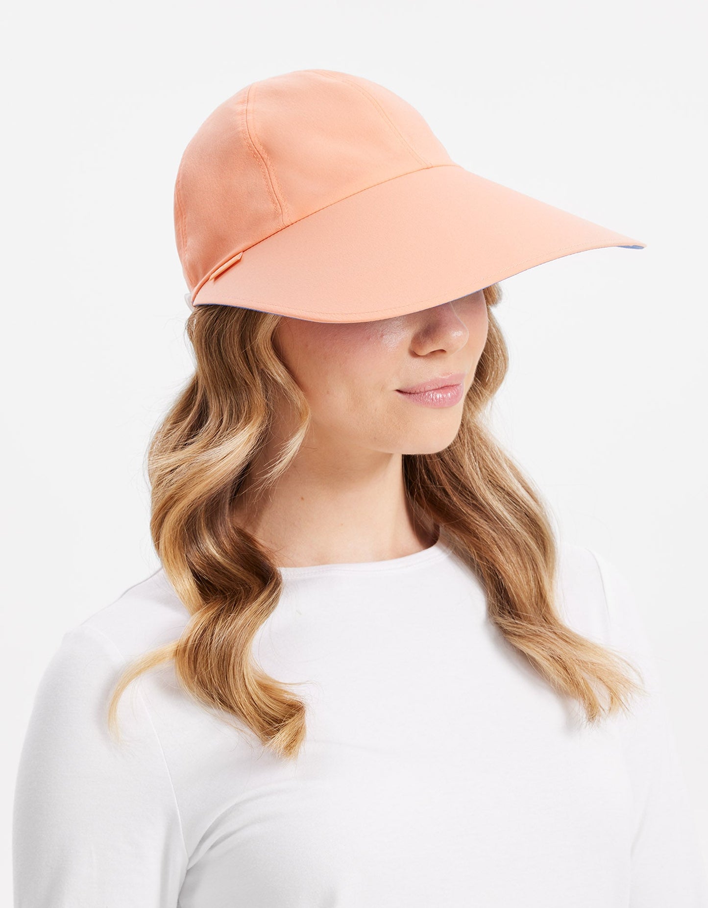 Reversible UPF 50+ Ultra Wide Brim Cap Adult - Summer Peach/Electric Blue