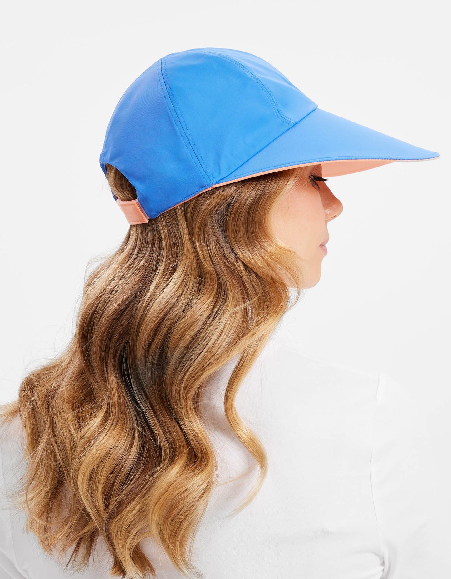 Reversible UPF 50+ Ultra Wide Brim Cap Adult - Summer Peach/Electric Blue