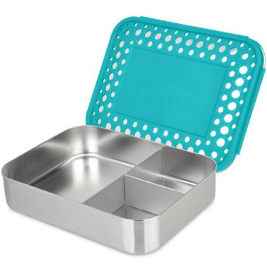 LunchBots Large Trio 3 Compartment Bento Box - Aqua