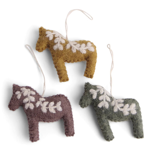 Dala Horses Christmas Ornaments (Set of 3) - Burnt Colours