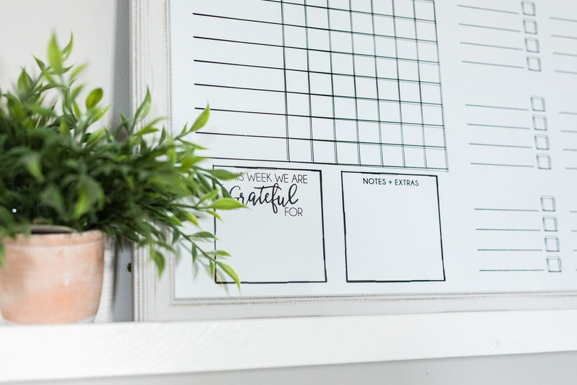 Family Chart of Chores with White Frame