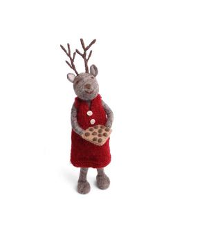 Large Girl Deer w/ Baking Tray - Grey  (27cm)